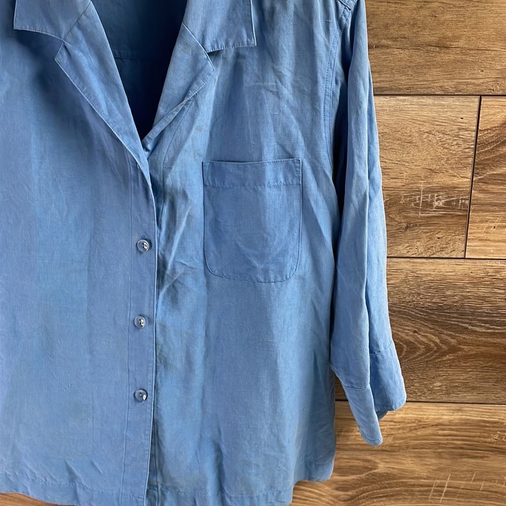 Dressbarn Ladies Silk Linen Blouse, Size Medium, Blue - Picture 4 of 6